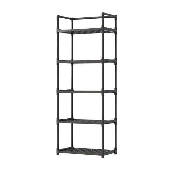 Storage Racks for Kitchen,5-Tier Shelves,Stainless Steel with Hook Up-Black