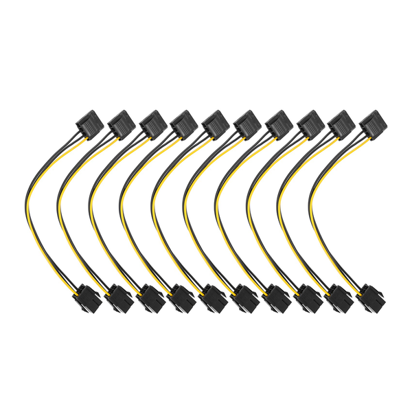 10 Pcs Molex to PCI-E Power IDE 4 Pin Female to 6 Pin Converter Cable