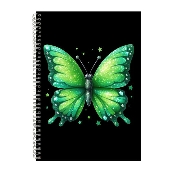 Green A4 Notebook Spiral Lined Notepad Glitter B image