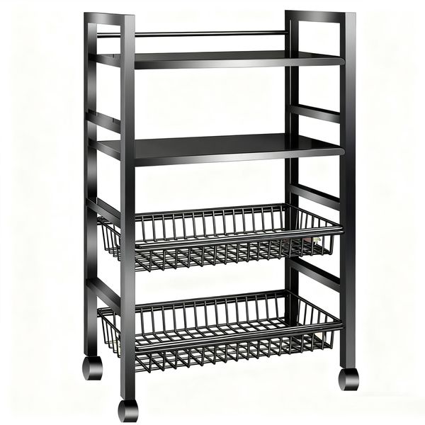 Kitchen Storage Cart, Rolling Snack Cart,Fruit Basket Stand Pantry Storage