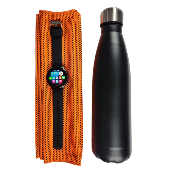 Smartwatch KT60 Combo - Including Steel Water Bottle and Cooling Towel