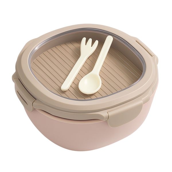 1 Pack - Plastic Square Lunch Box With Knife &amp; Fork Attached