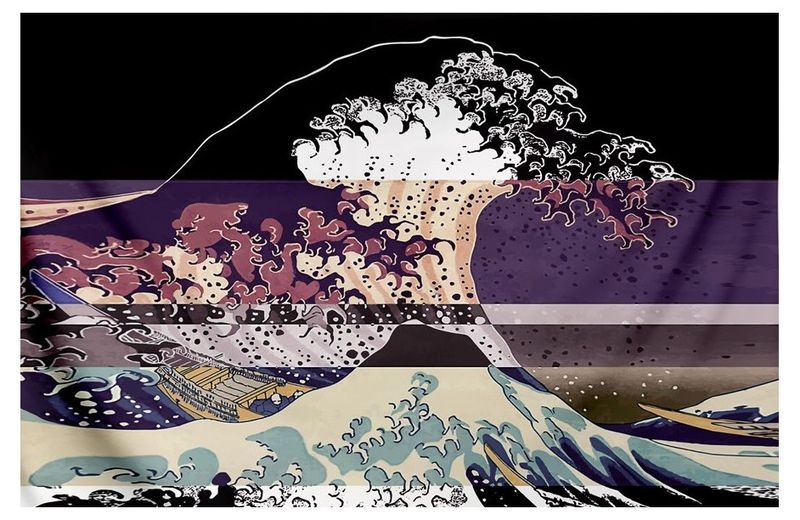 3D Printed Wall Hanging Flannel Tapestry - Ocean Waves Art - Home Decor