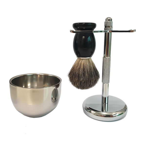 Premium 3 in 1 Kit-Badger Hair Shaving Brush, Soap Bowl &amp; Shaving Stand