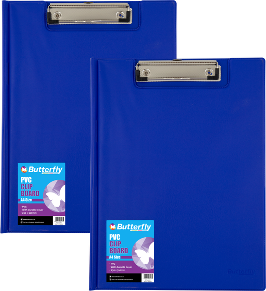 A4 Clipboard - Pvc With Cover (Blue) X2