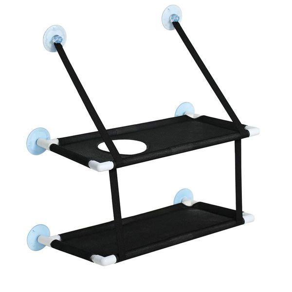 Double Level Black Hammock Cat Bed with Suction Cups