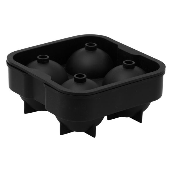 Bar Butler Black Silicone Ice Ball (4) Mould, (125x130x50mm)