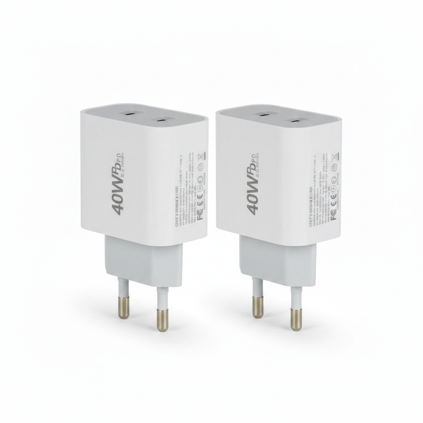 Get Connected USB Plug-Adaptor 2 Ports Type C Travel Charger - 2 Pack