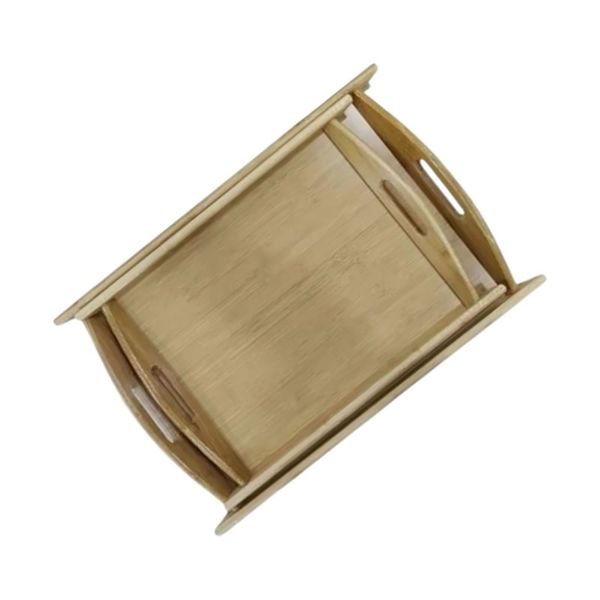 Set Of 2 Bamboo Serving Tray With Handles