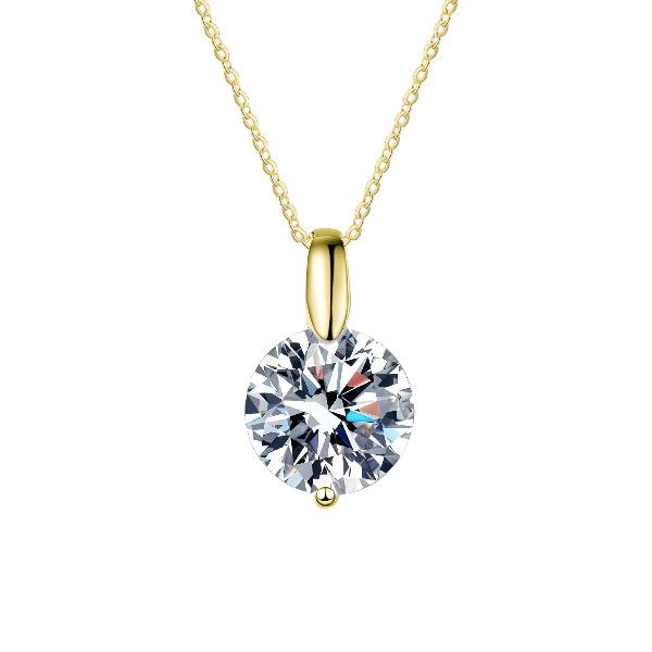 Sparkling Solitaire Pendant Necklace - Gold-Toned Finish