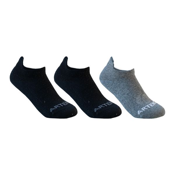 Artengo Kids' Low-Cut Tennis Socks Tri-Pack Rs 160 - Black, Black &amp; Grey