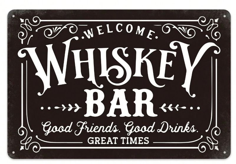 Whiskey Bar Vintage Metal Sign - 30cm x 20cm