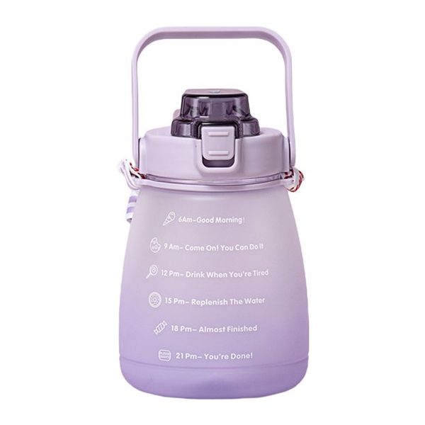 1.4L Vibrant Gradient Motivational Water Bottle With Straw &amp; Time Markings