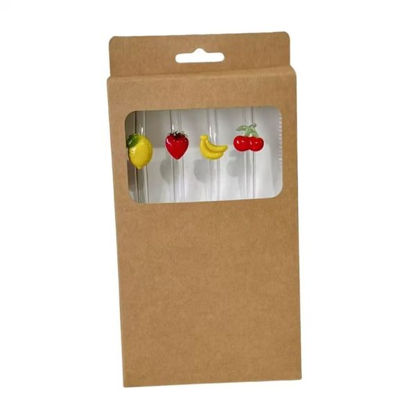 Compatible with Cute Cartoon Glass Straw Set - Curved and Elongated