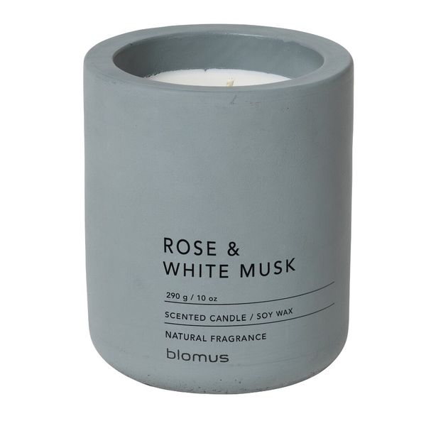 Blomus Scented Candle: Rose &amp; White Musk in Blue-Grey Container Fraga 9cm