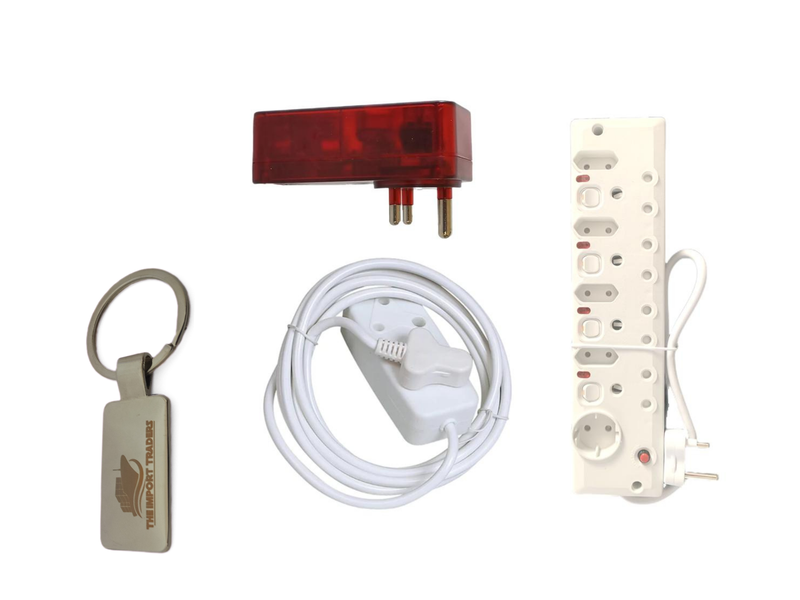 5M Extension Cord &amp; 9 Way Multiplug &amp; 3 Way Surge With TIT Keychain
