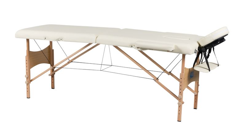 Premium Portable Massage Table Bed 2 section (Wooden) - White