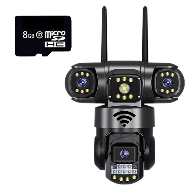 Wireless Network Operated 12MP Triple Lens Security Camera &amp; 8GB SD Card