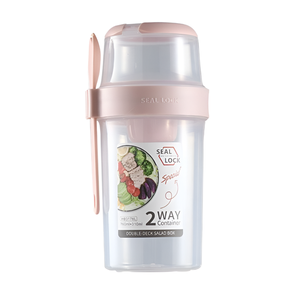 760ml &amp; 310ml Portable Double Deck Salad Container With Fork