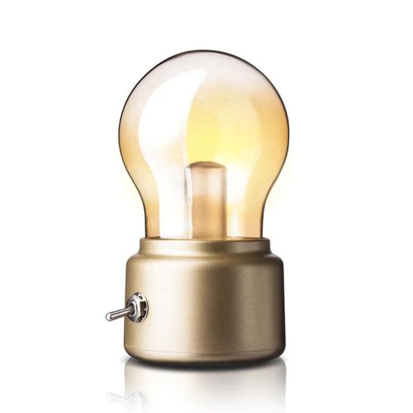 Vintage Bulb LED Night Light Retro USB 5V Battery Fixed Desk Lights Portab