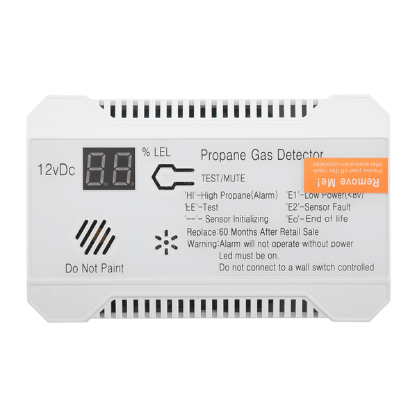 Propane Detector 12V LPG Natural Gas Sensor Leak Alarm 85DB (White)