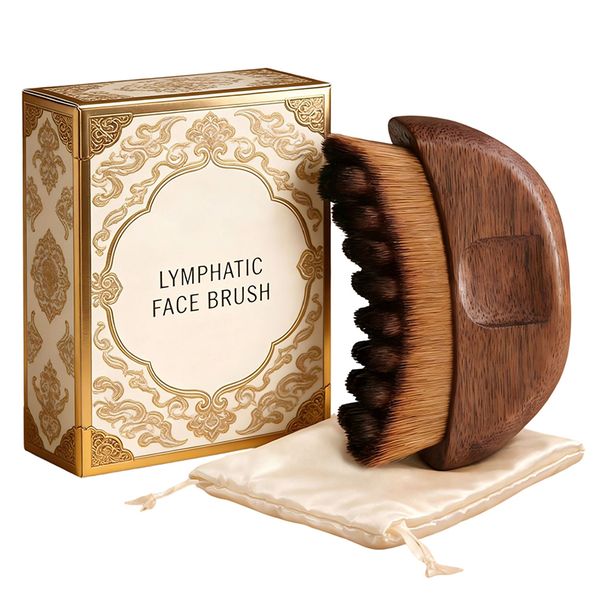 Walnut Wood Lymphatic Face Brush, Gentle Exfoliating Plant Fiber Tool