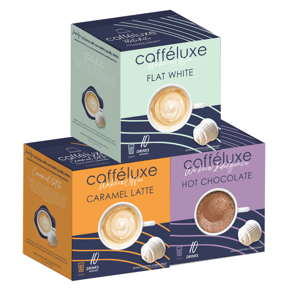 Caffeluxe Dolce Gusto Compatible Pods Coffee Capsule Mix 3 x 10 Drinks