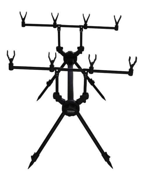 Predator Xtreme 4-Rod Fishing Pod with Carry Bag - Adjustable Steel Stand
