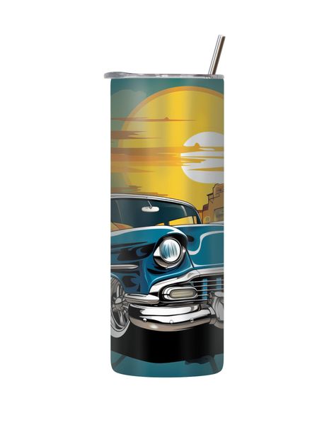 Cloud 20 Oz Tumbler with Lid Straw Trendy Old Vintage Cars Graphic Gift 210