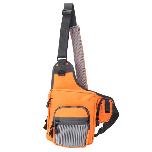 Orange Adjustable Fishing Tackle Crossbody Bag