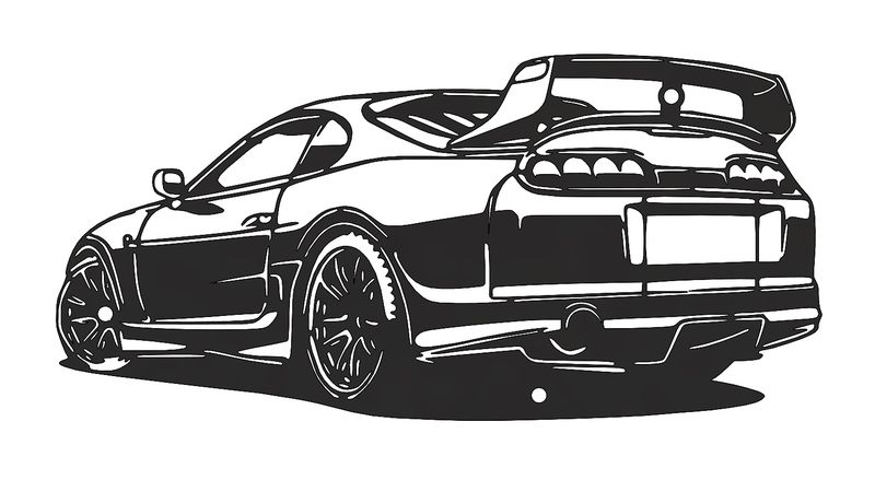 Toyota Supra 2JZ Laser Cut Wall Art - Powder Coated Steel