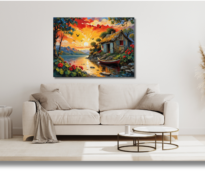 Canvas Wall Art -Sunset Over The Lake