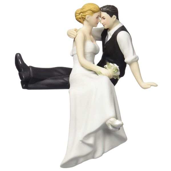 Home Bride And Groom Toppers Wedding Cake Decoration Ornament Sitting- 14cm