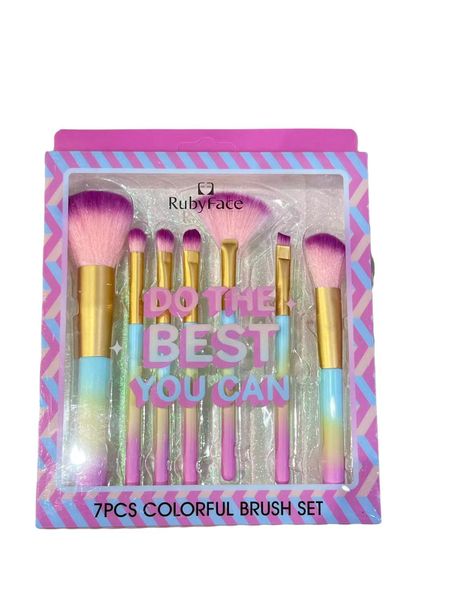 Colorful Makeup Brushes Set 7 Pieces