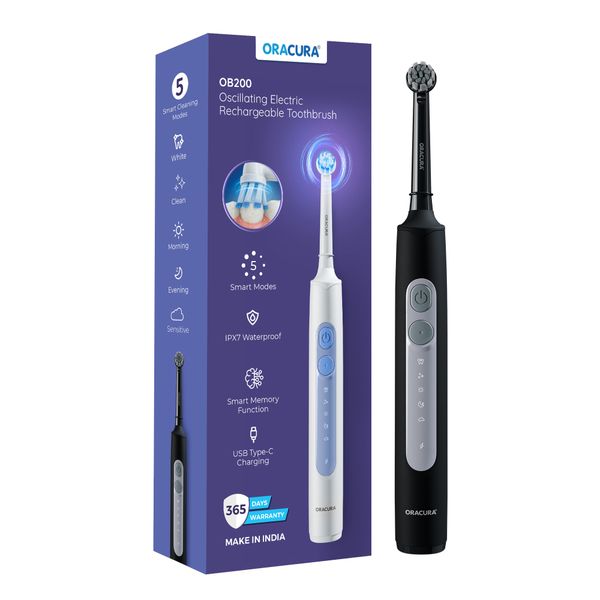 ORACURA OB200 Oscillating Rechargeable Electric Toothbrush-White