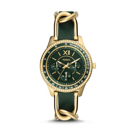 Fossil Women s Stella Multifunction Green Eco Leather Watch