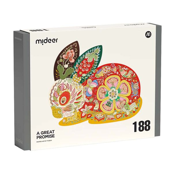 Mideer Artist Jigsaw Puzzle - Irregular Shaped Puzzle - 188 Pieces - Rabbit