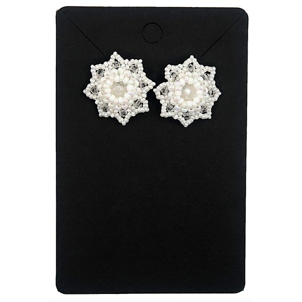 Bridal Stud Earrings Snow White and Crystal