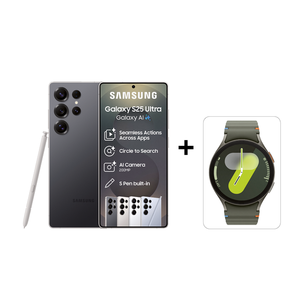 Samsung Galaxy S25 Ultra 5G 256GB DS - Titanium Black + Galaxy Watch7 44mm Green