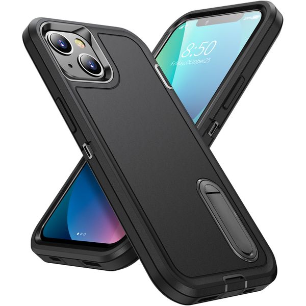Phone Case Compatible With iPhone 15 Plus 3 In 1 Kickstand Cover