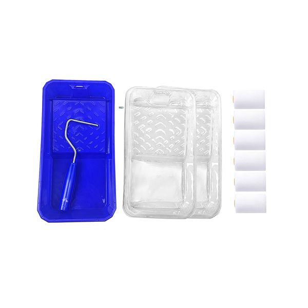 ALANES Paint Roller Set Paint Tray with 6 Sponge Rollers-100mm