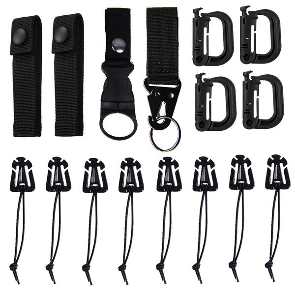 16 Pieces Tactical Gear Clip Strap Molle Attachments for Molle Backpack