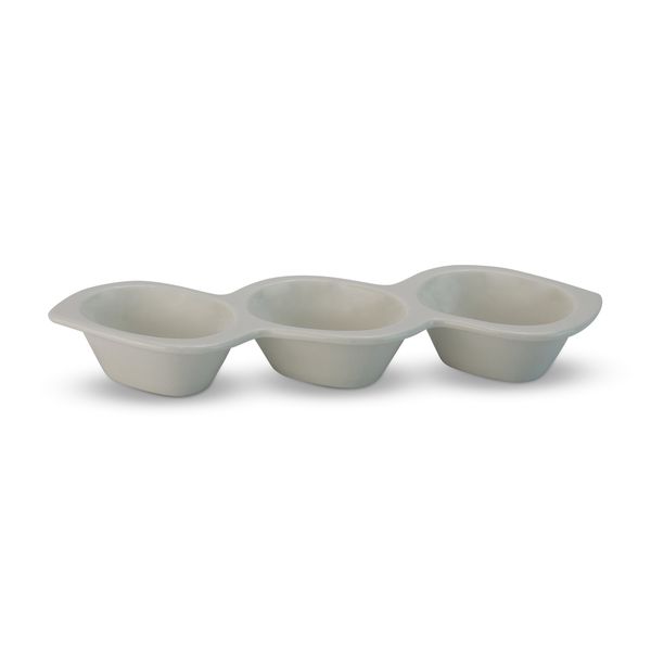 Plate - Kitchen Accessories - Ceramic - 3 Grid - Oval - White - Single