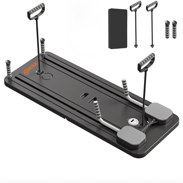 6-in-1 Foldable Pilates Reformer Board, Resistance Bands &amp; Timer - Fitness