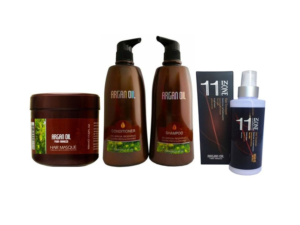 Moroccan Argan Oil 4 Pack -Shampoo&Conditioner750ml, Masque500ml, 11-in one