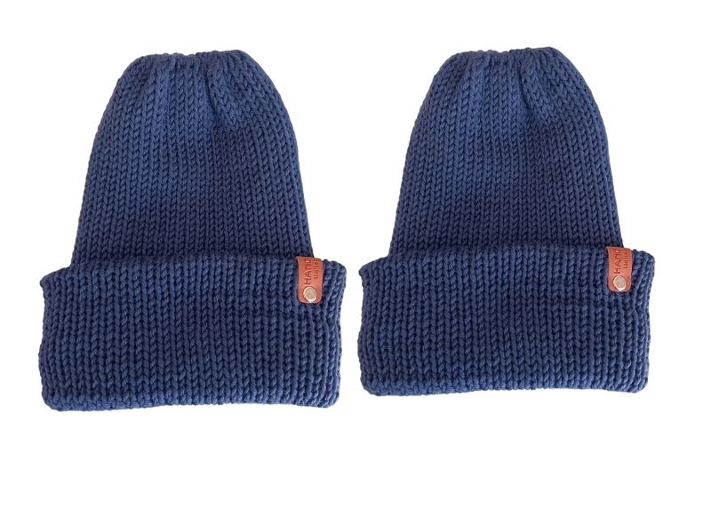 2 x Merino Pure Wool Double Layer Ponytail Beanie