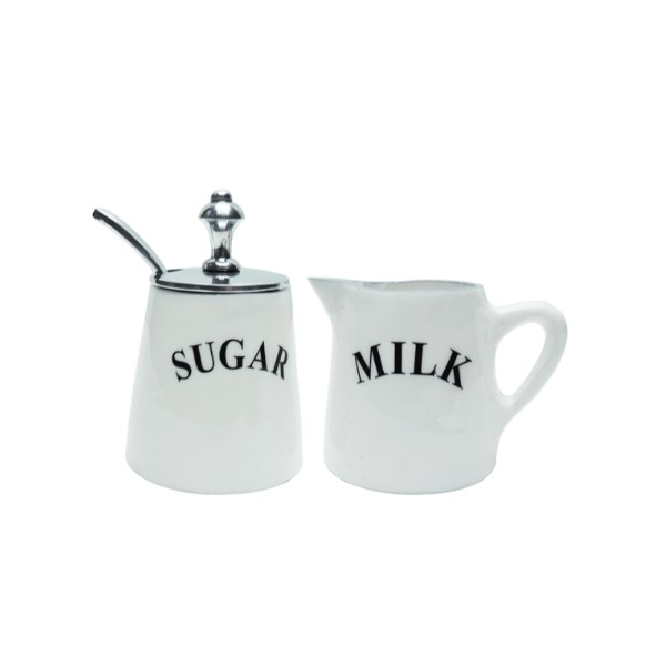 Aluminium White Inlay Milk &amp; Sugar Set