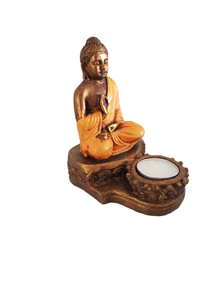 Buddha Tea Light Candle Holder - Gold/Orange