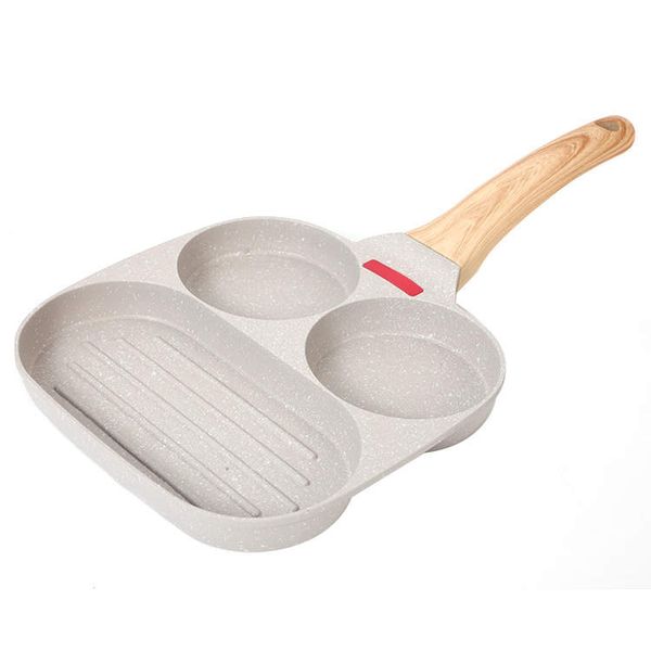 Nonstick Egg Fry Pan 3 Section Frying Square Grill Pan Breakfast Pans
