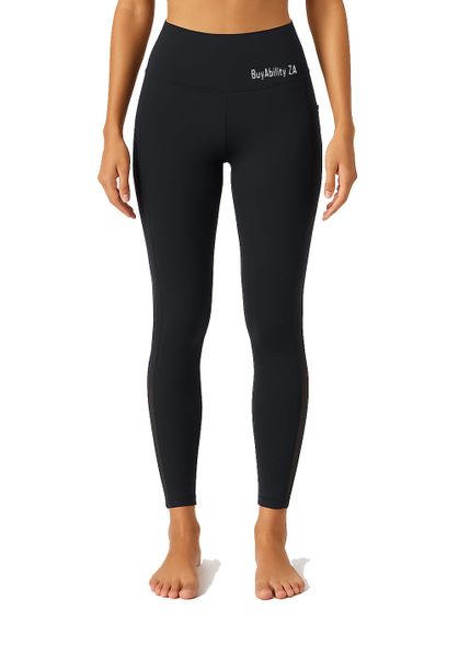 BuyAbility High-Waist Sheer Panel Yoga Leggings with Side Pocket
